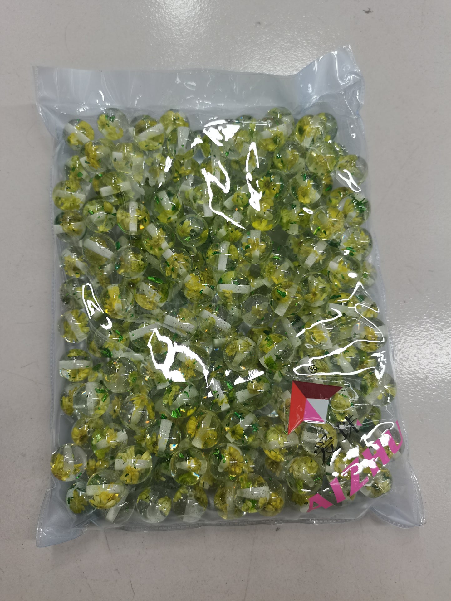 16mm acrylic dry flower beads, seprate colors and mix colors