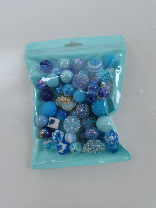 blue beads mix 50pcs