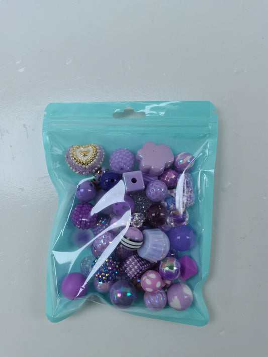 purple bead mix 50 pcs